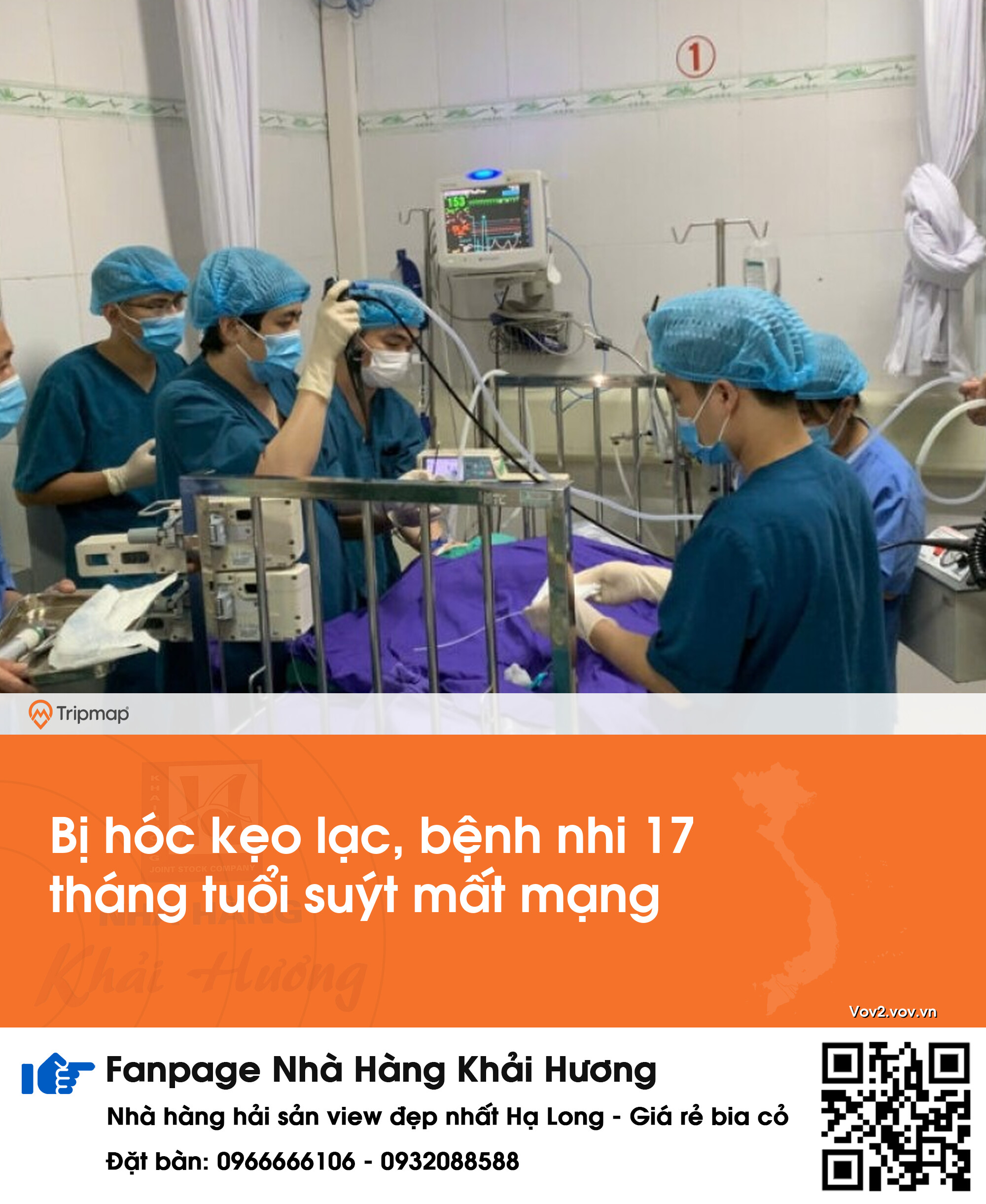 Bị hóc kẹo lạc, bệnh nhi 17 tháng tuổi suýt mất mạng